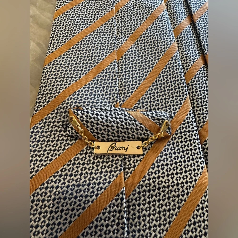 Brioni NWOT Classy Luxury Black White Gold Formal Men’s Tie